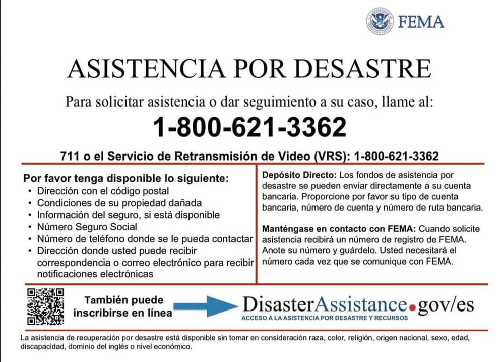 FEMA FLYERS: Registration flyers (in Spanish and English) from FEMA that provide multiple ways for individuals to register for assistance regarding the September storms.